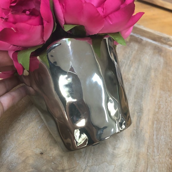 Pink Peonies in Silver Planter Vase - Picture 6 of 14